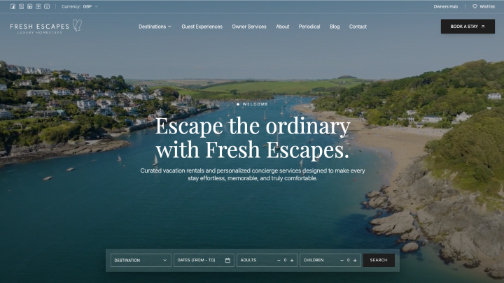Beach house direct booking site example
