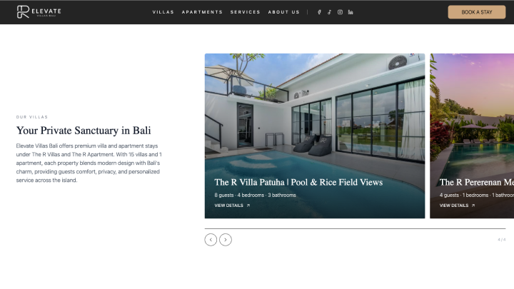 Luxury villa direct booking website design