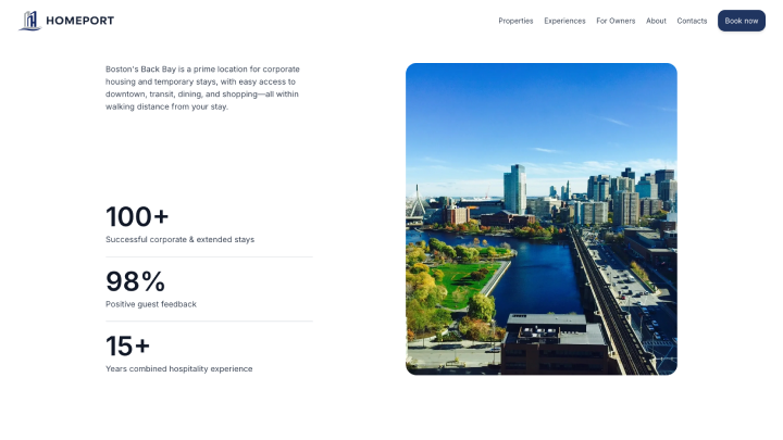 Urban rental property direct booking page