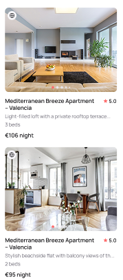 Short-term rental property listing website